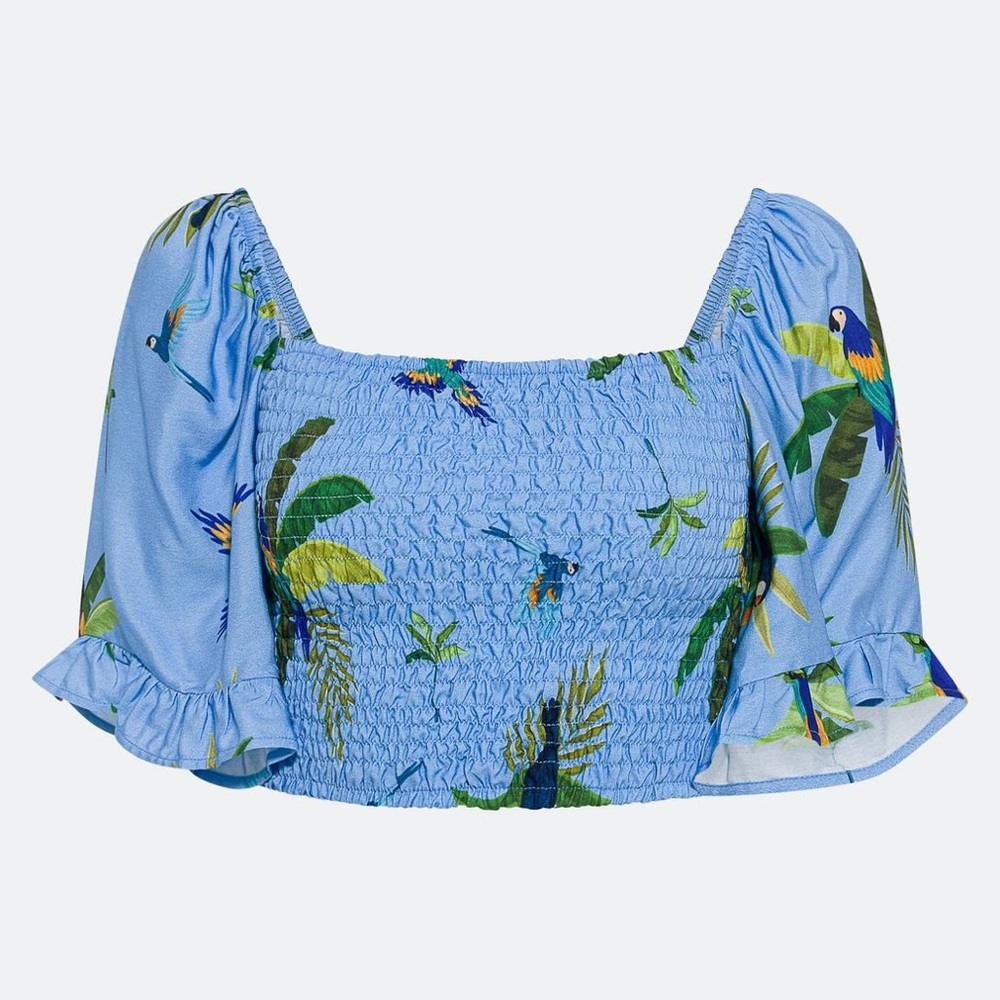 Blue Parrot Print Women's Top